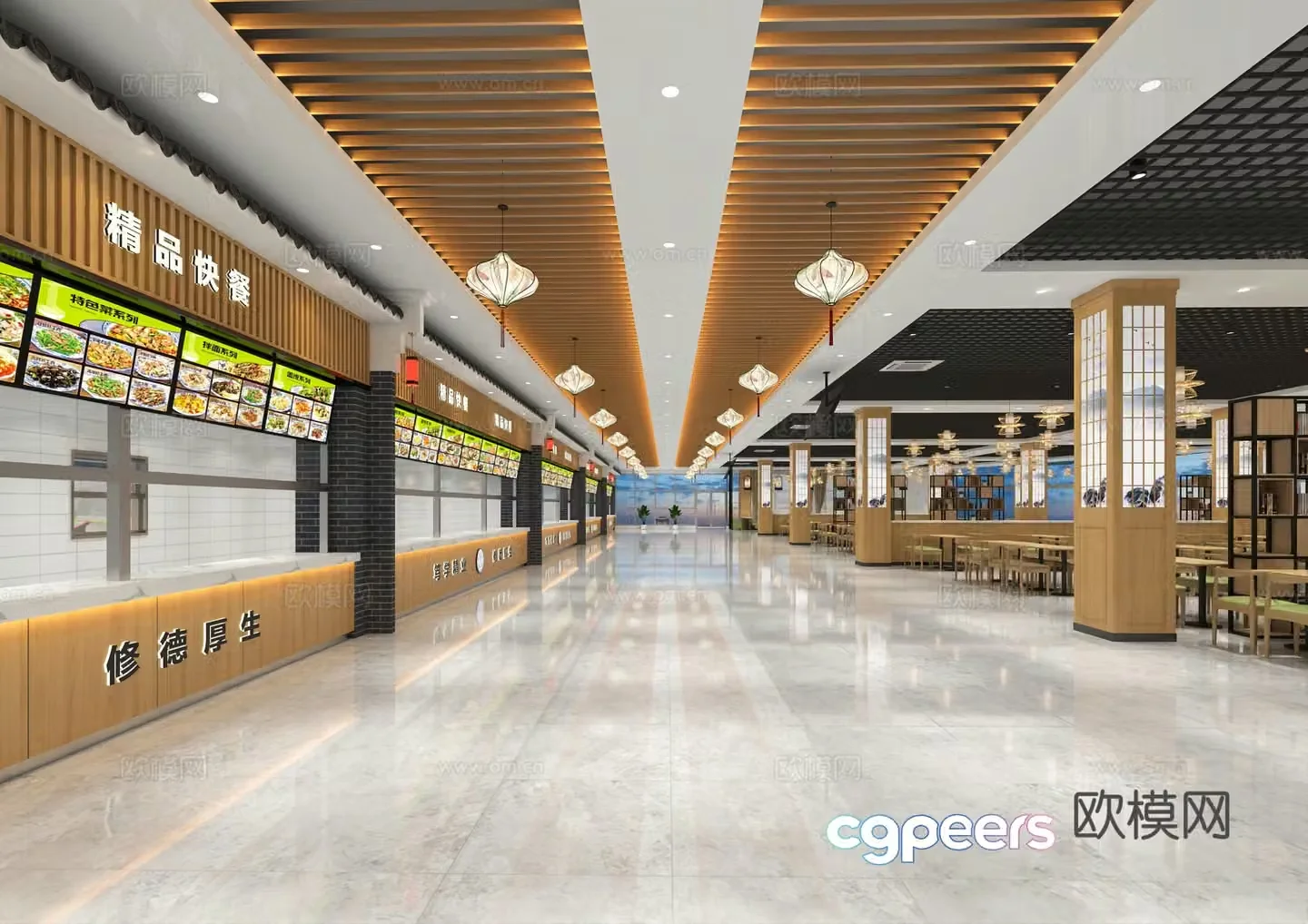 School canteen university canteen staff canteen open stall internet celebrity canteen 3D model