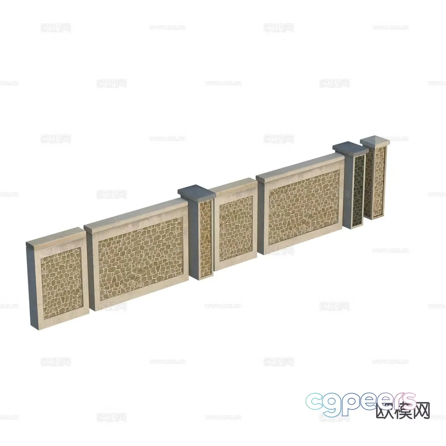 fence fence stone wall brick wall 3d model
