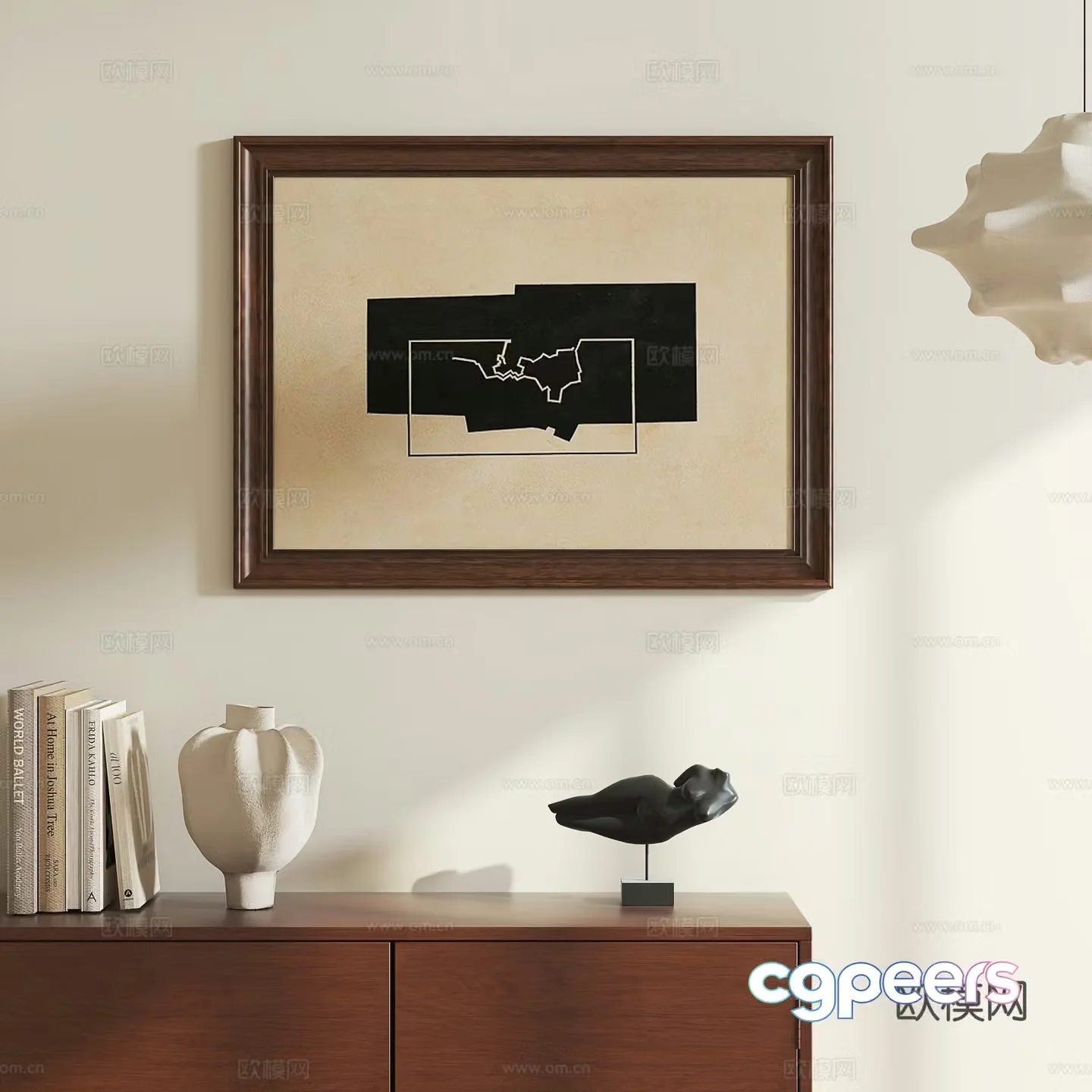 Medium style abstract hanging painting 3d model