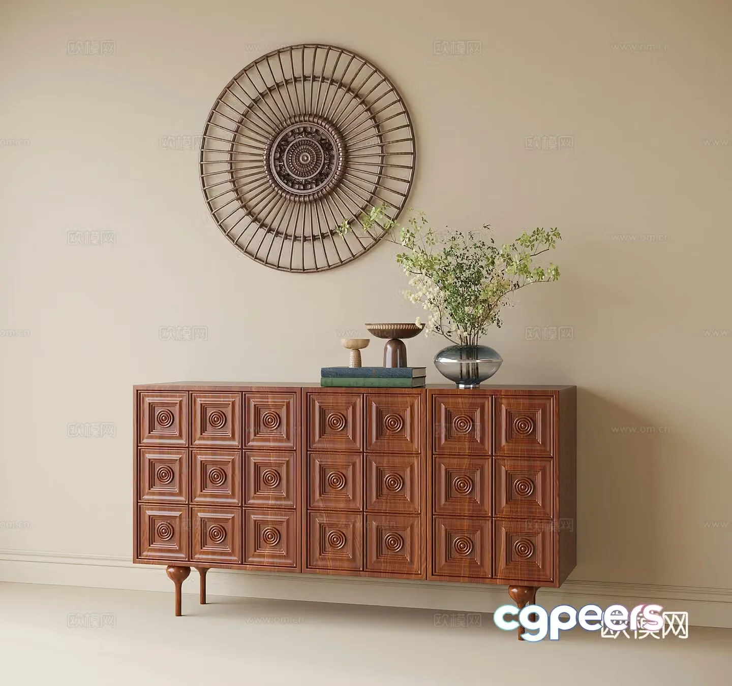 Modern porch cabinet decorative cabinet side cabinet wall decoration 3D model