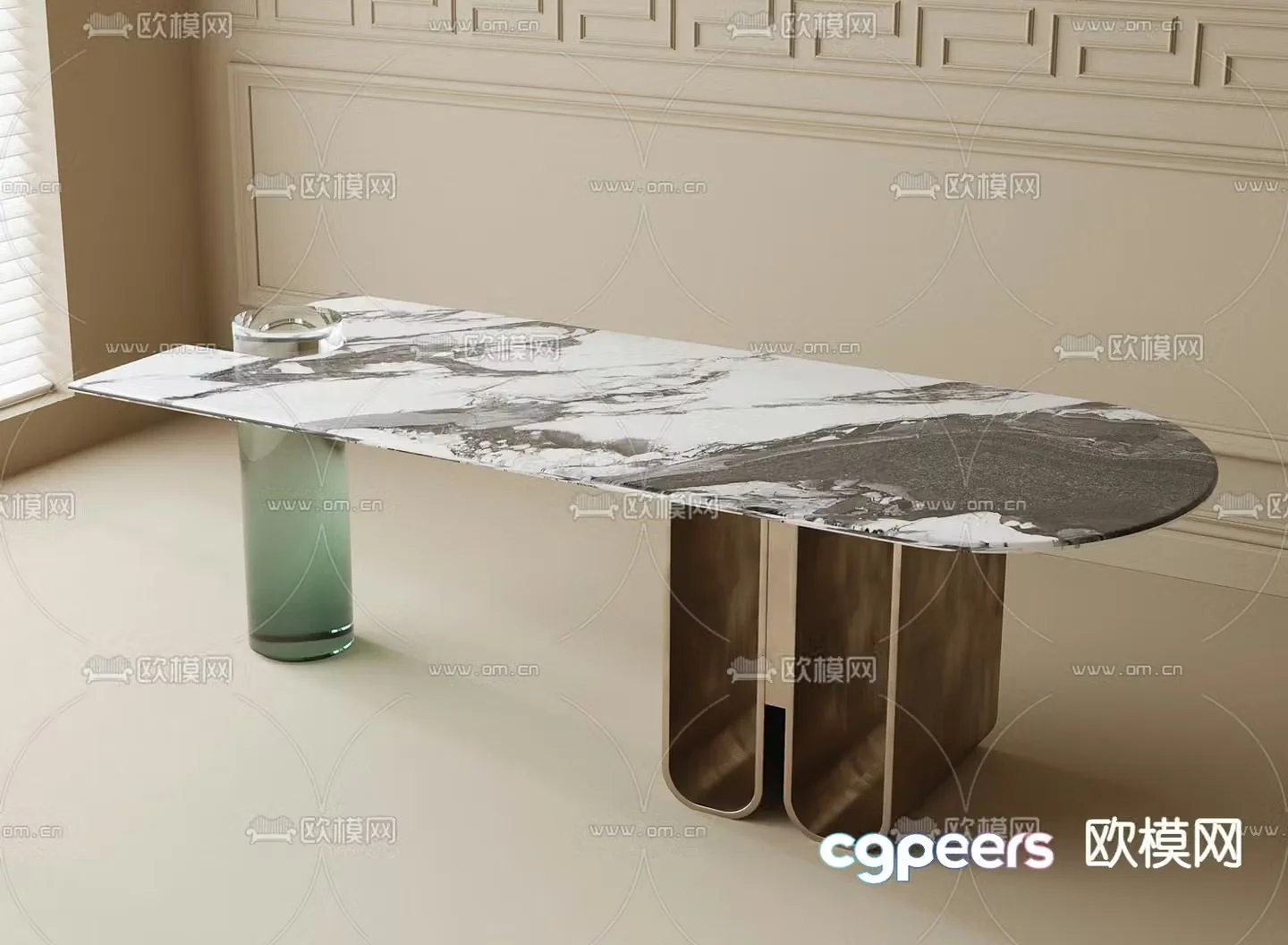 Modern dining table marble dining table 3d model