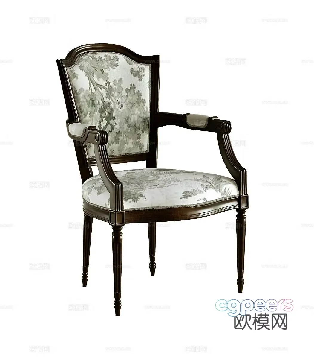 American single chair book chair dining chair armchair 3D model