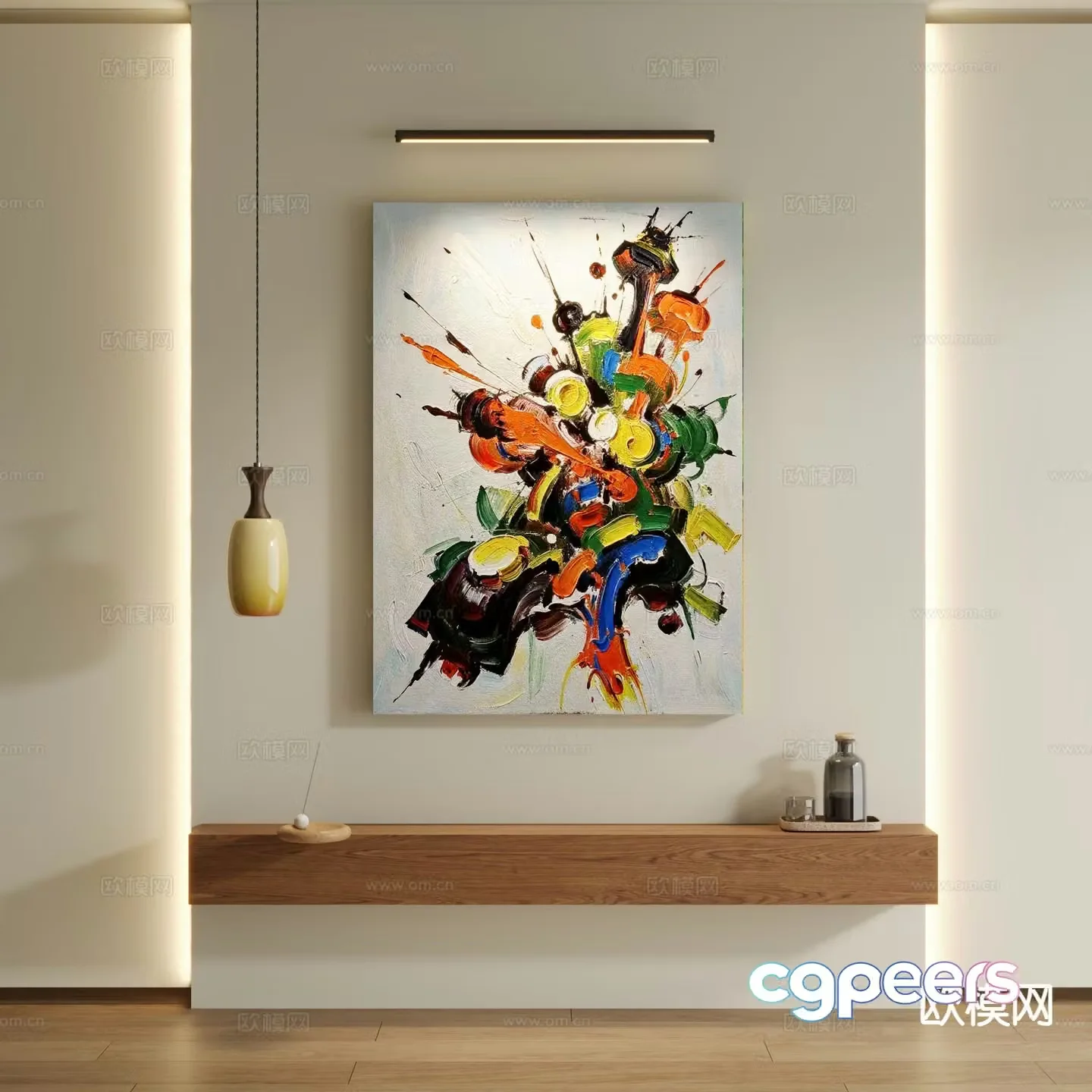 Modern texture painting decorative painting 3d model
