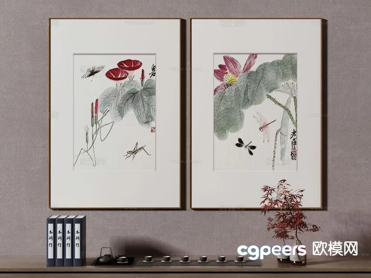 New Chinese style decorative painting 3d model