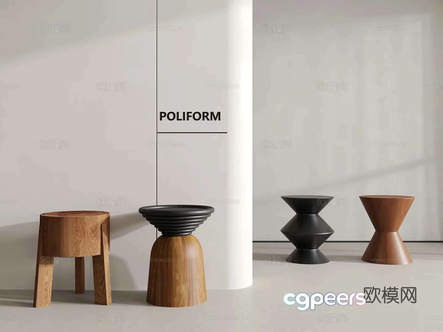 Wabi-sabi style side table corner table side table round table 3D model