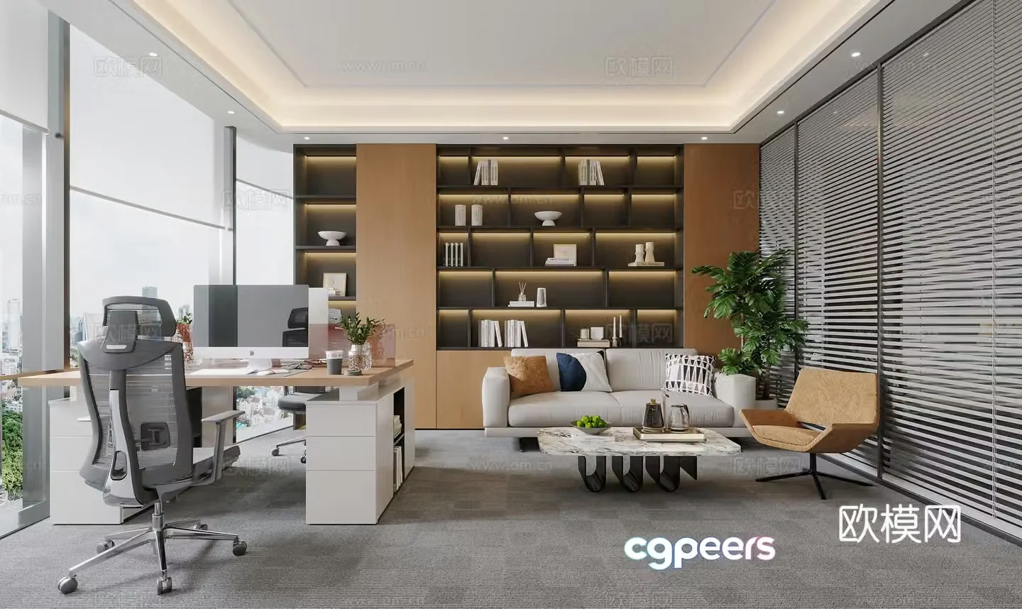 Modern double office 3d model