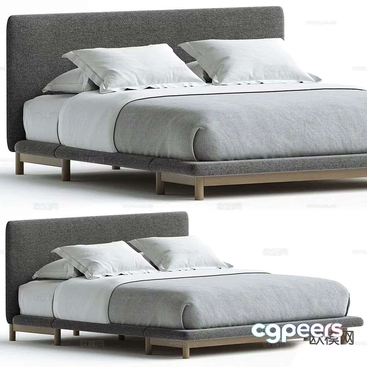 Modern double bed 3d model