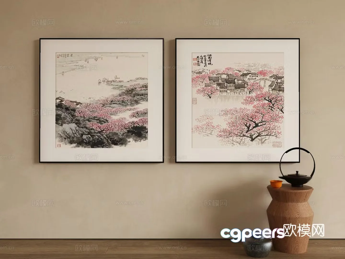 New Chinese style decorative painting 3D model