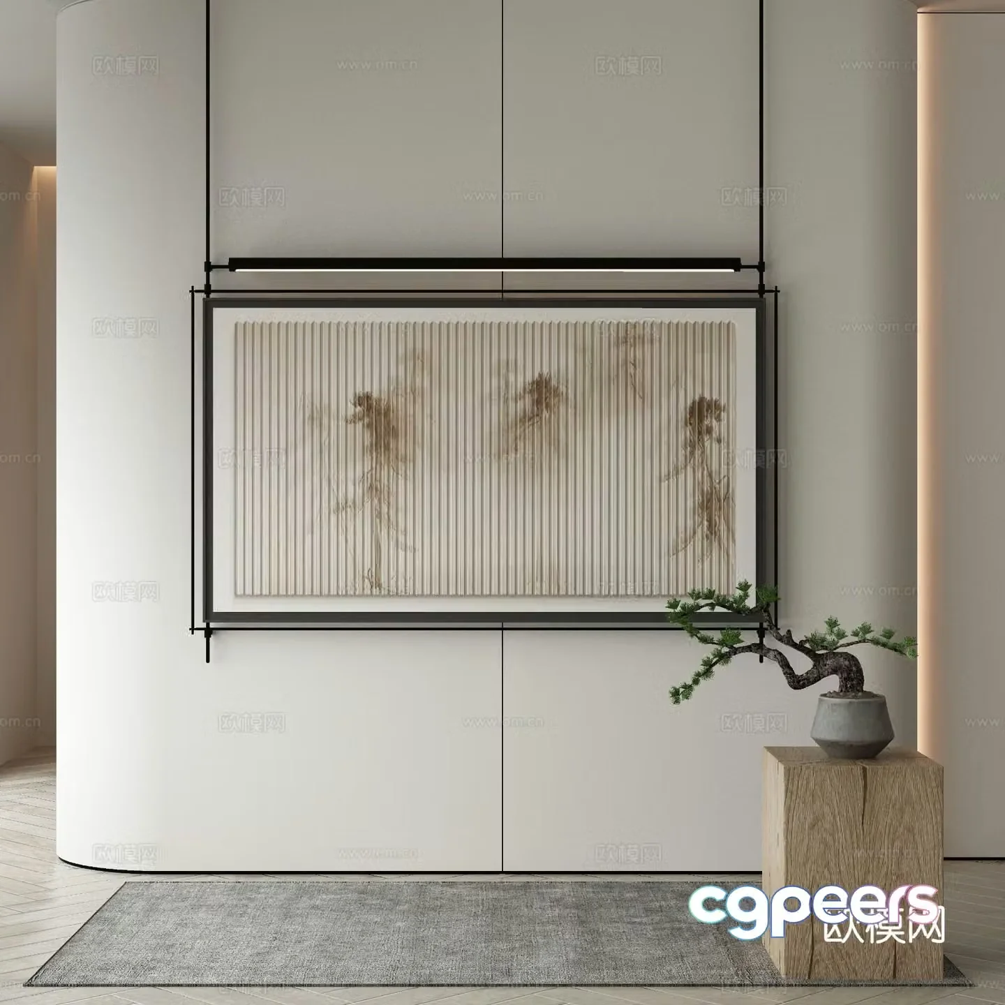 New Chinese style decorative painting art painting hanging painting 3d model