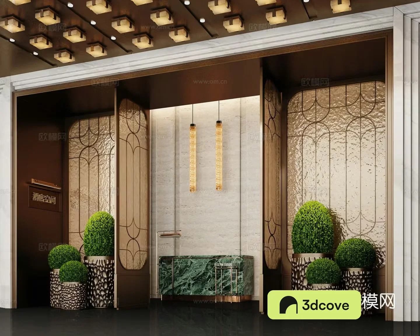 light luxury hotel lobby end view platform