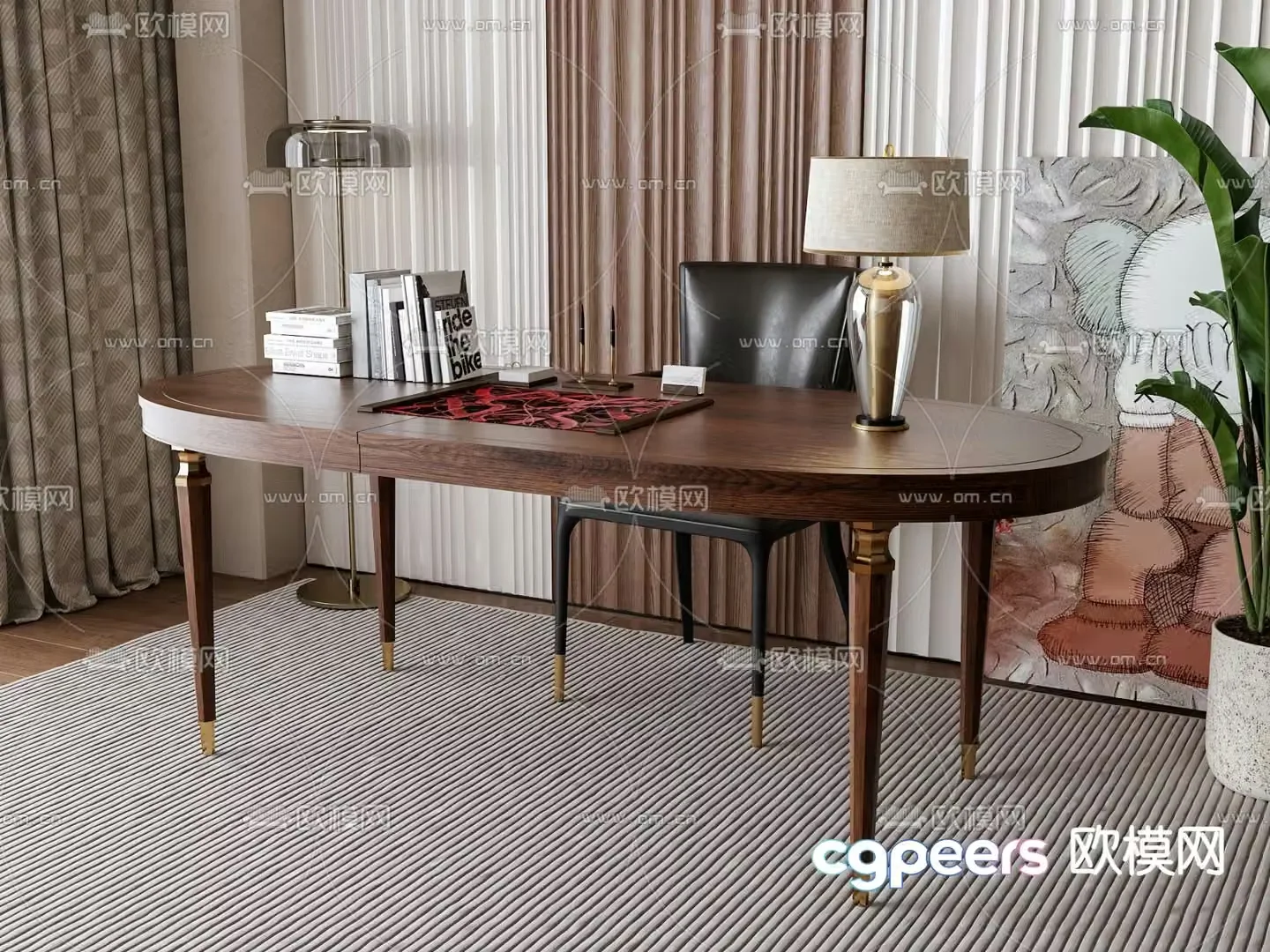 American desk writing desk computer desk 3d model