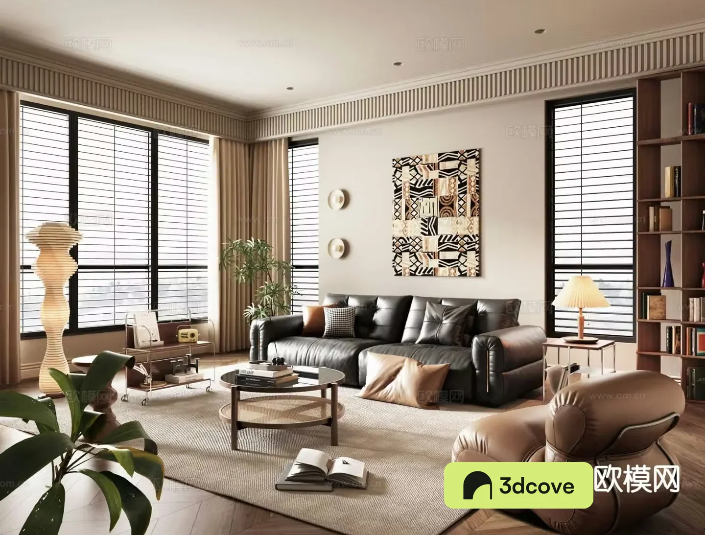 Middle-aged living room 3d model