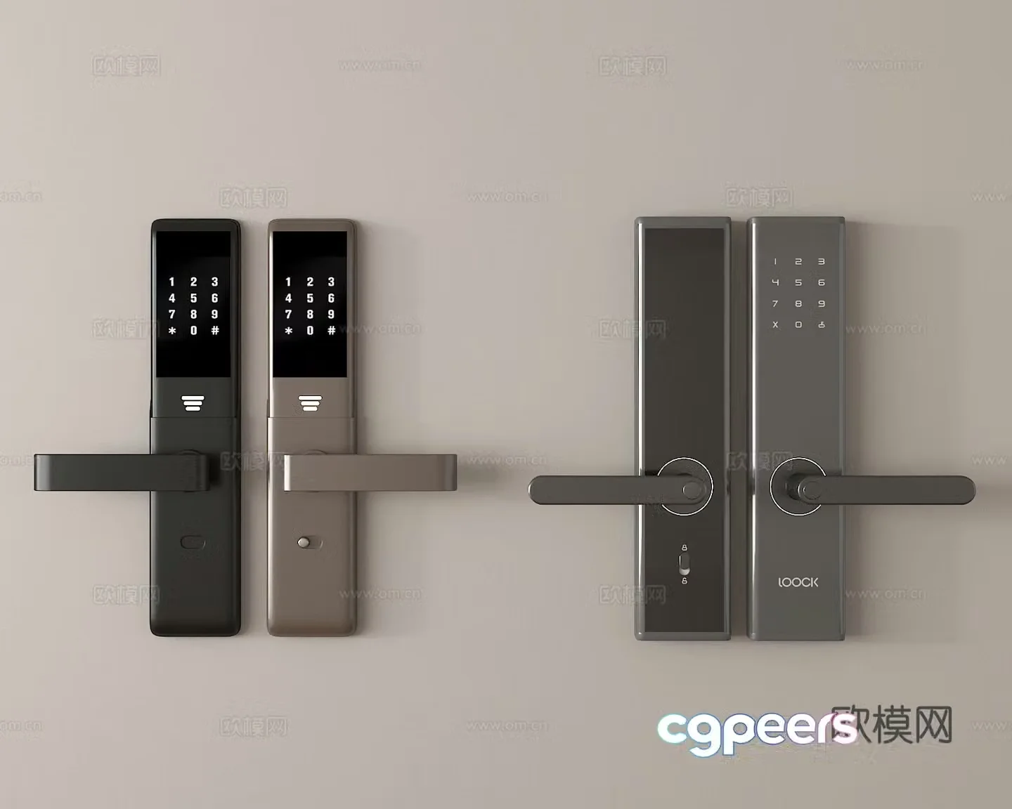 Fingerprint lock Password lock Smart lock Door lock 3D model
