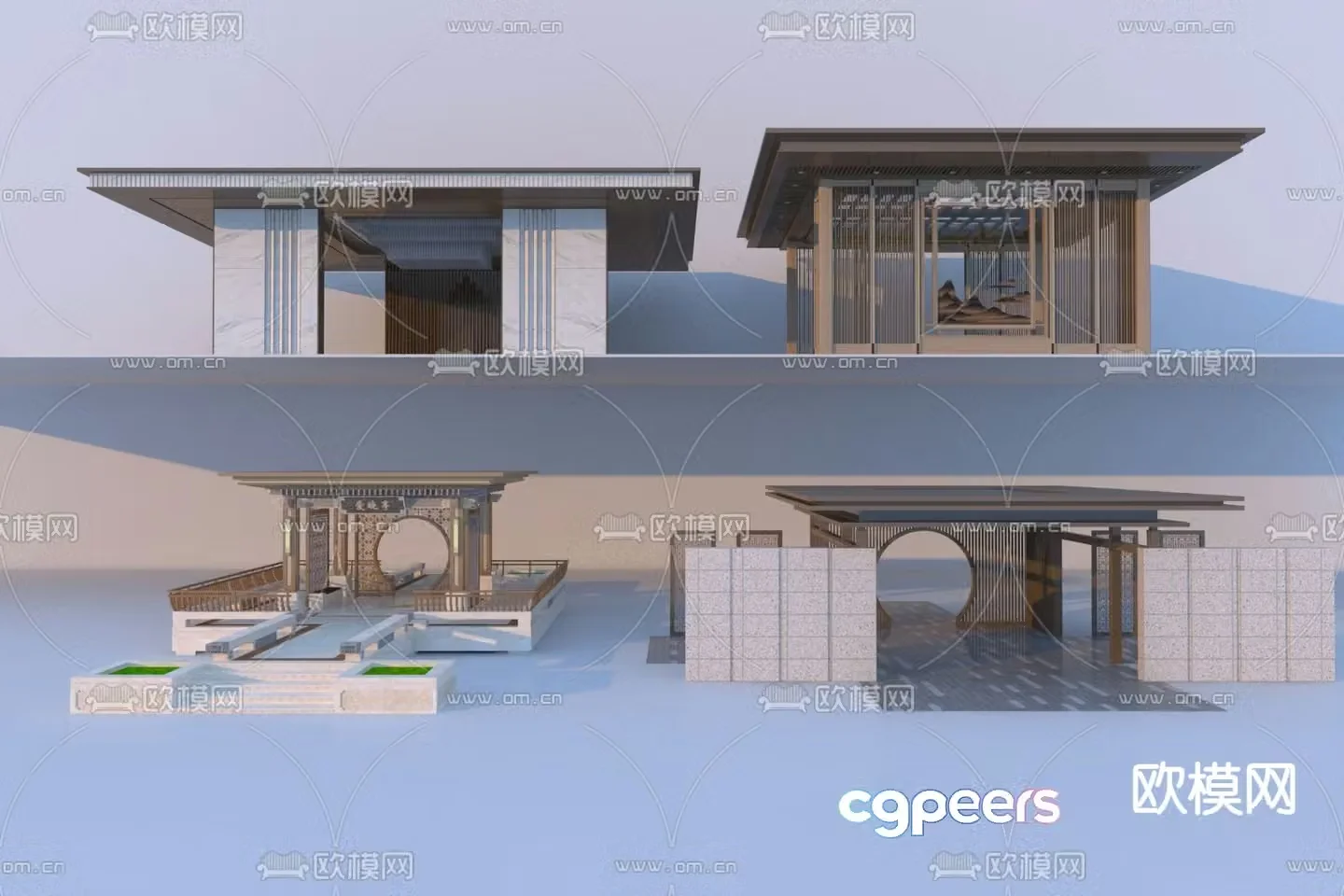 New Chinese style gallery landscape gallery 3D model