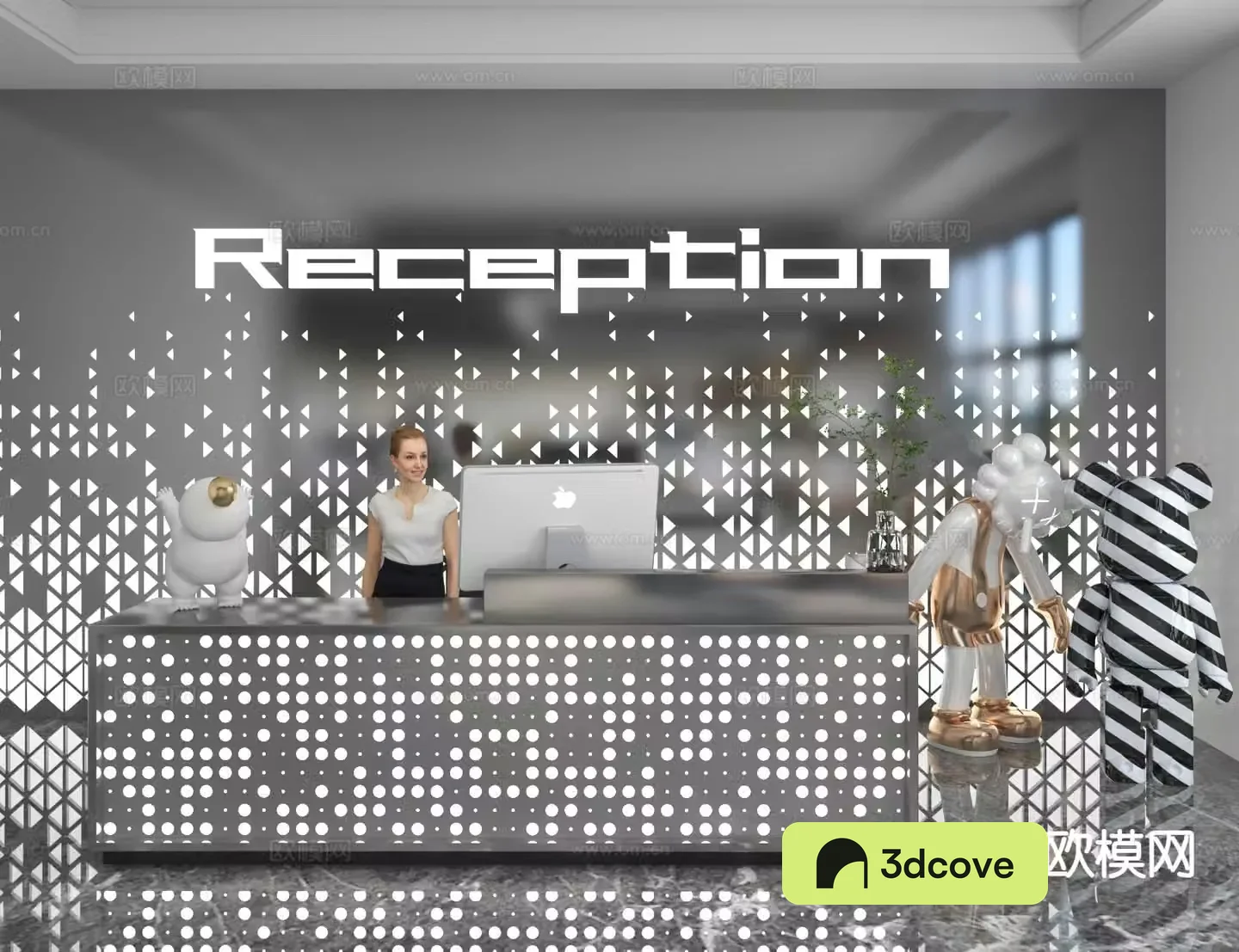Modern front desk reception desk information desk office background
