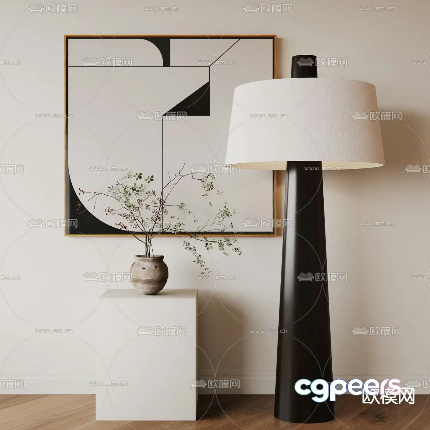 Middle-aged floor lamp 3d model