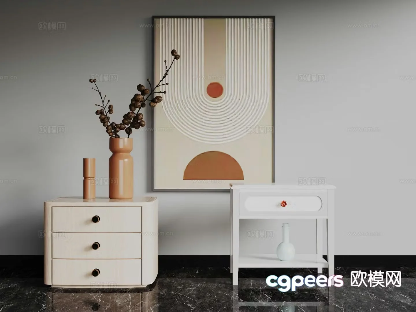 Modern bedside table 3d model