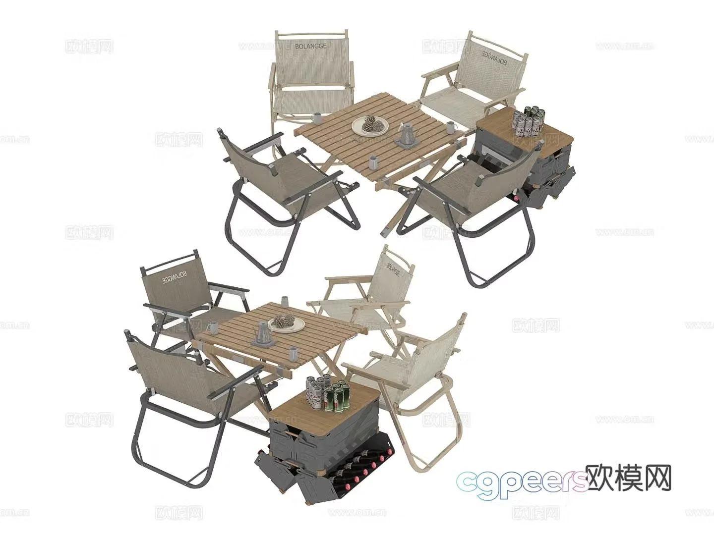 Outdoor tables and chairs camping tables and chairs 3d model