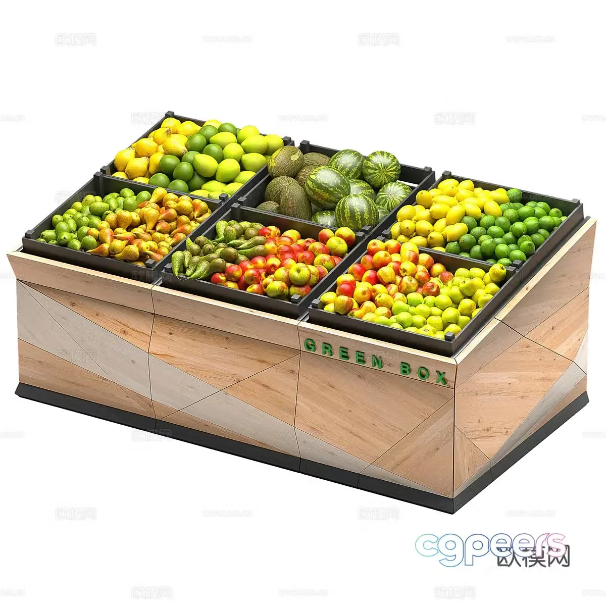 Supermarket display cabinet Fruit and vegetable shelves 3D model