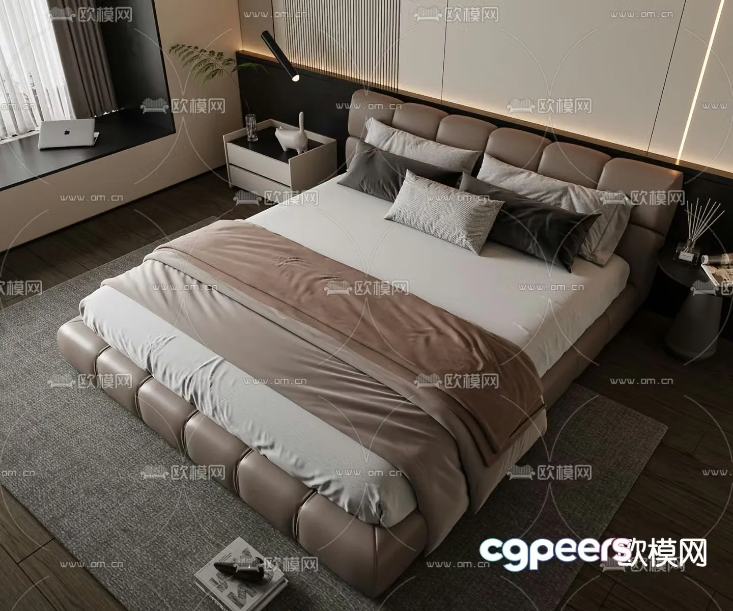 Modern double bed 3d model