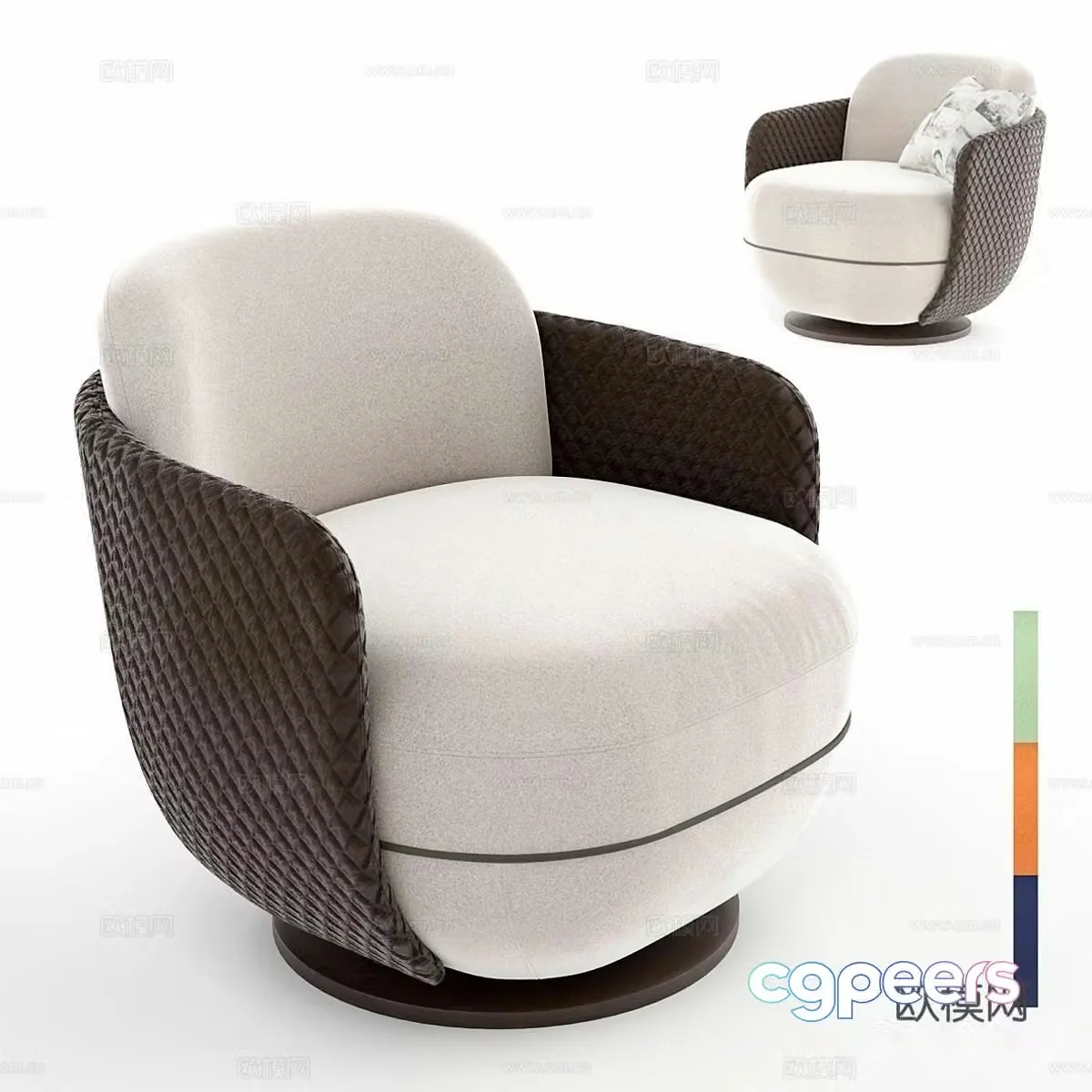 Modern fabric single sofa sofa chair fabric leisure chair armchair outdoor chair 3d model