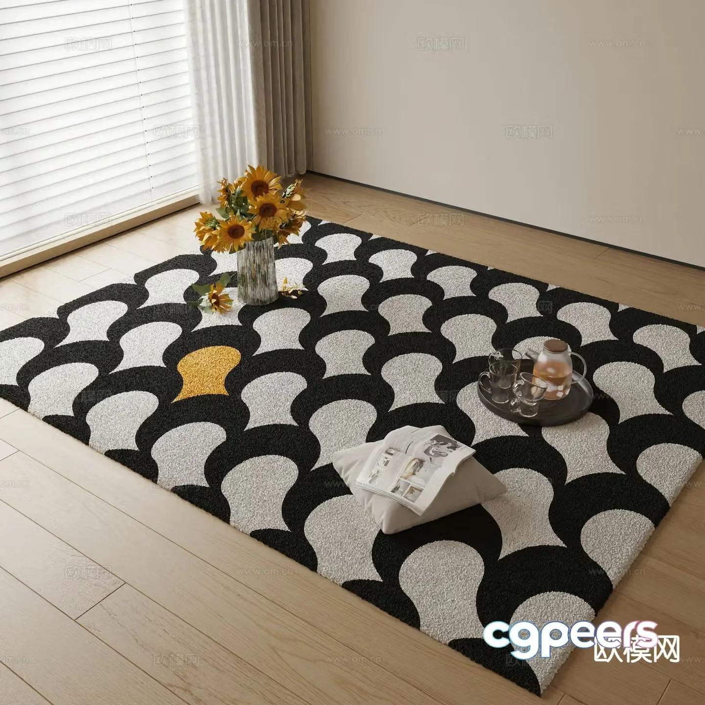 abstract carpet square rug 3d model