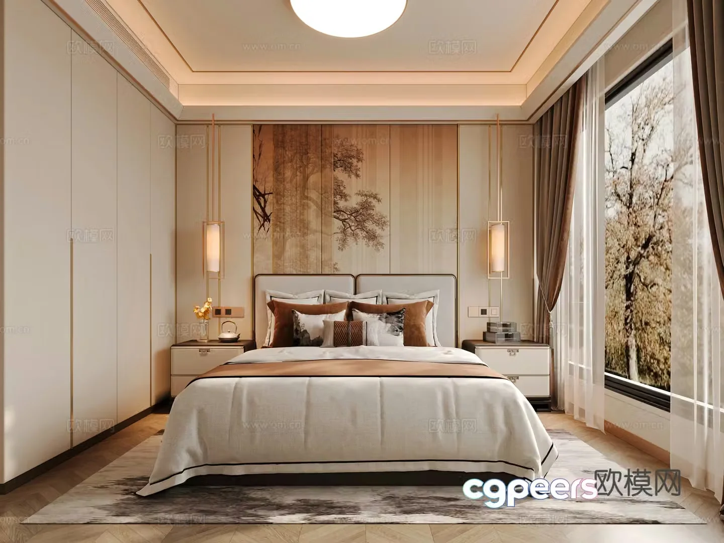 New Chinese bedroom 3D model