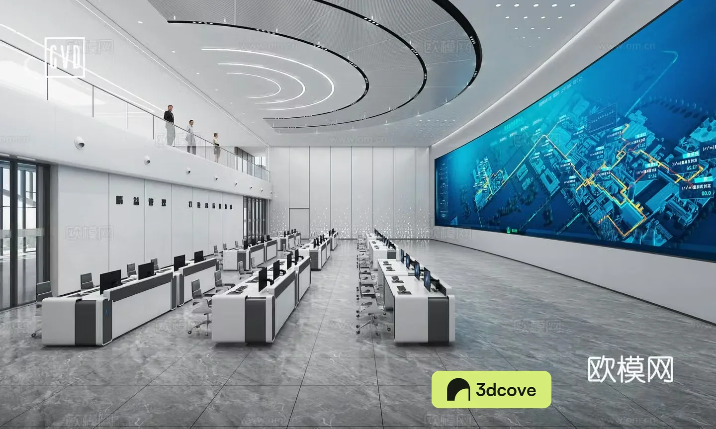 Modern Management and Control Center Scheduling Center Command Center Data Center 3D Model in Monitoring