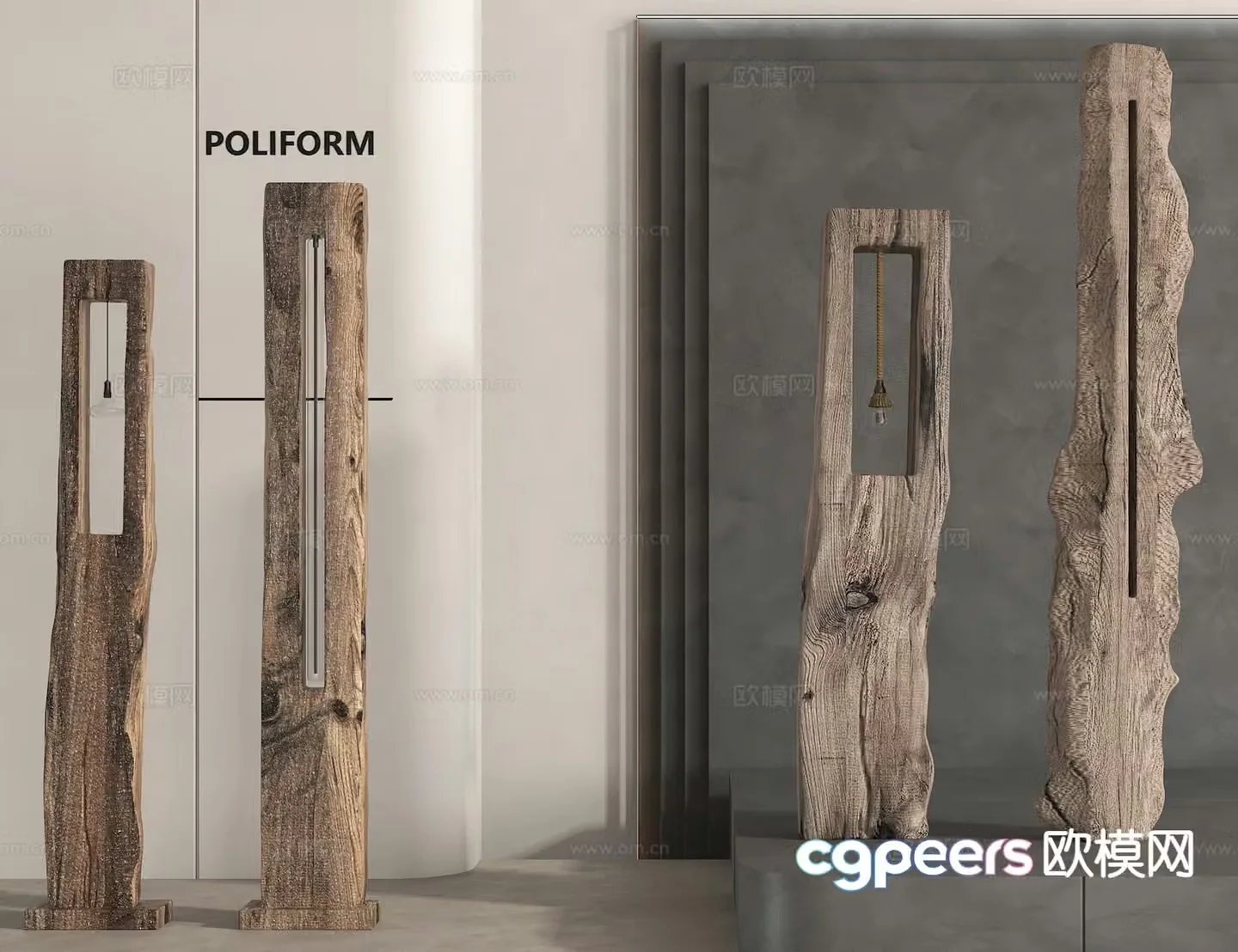 Log style floor lamp artistic floor lamp 3d model