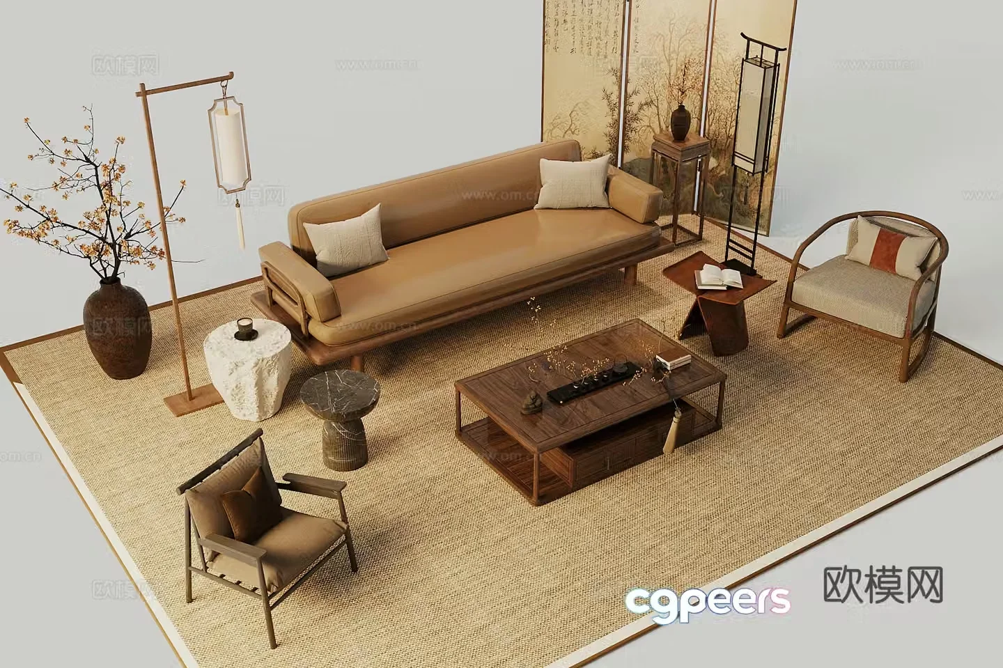 New Chinese style Zen Taishi Chair New Chinese style end-view bo ancient rack New Chinese style storage rack Chinese style leisure chair 3D model