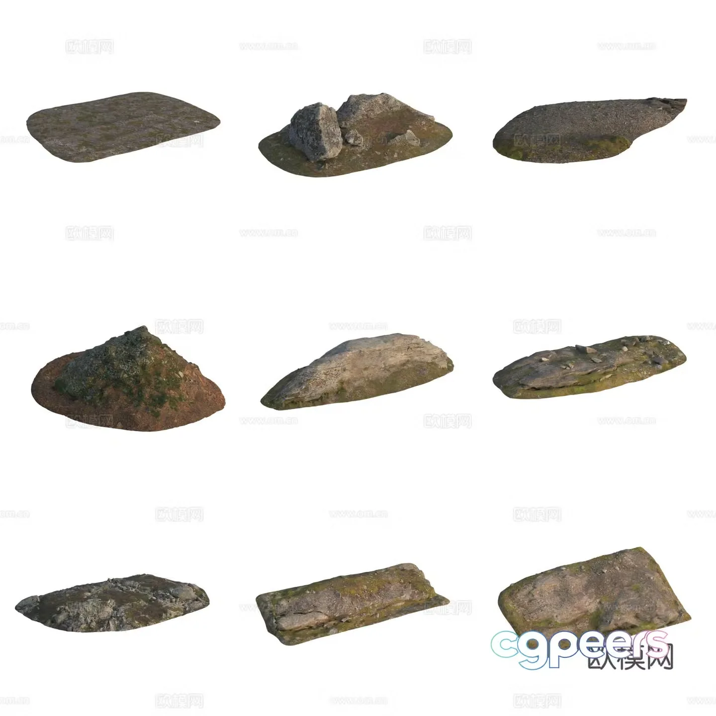 Moss Stone Boulder Rock 3D Model
