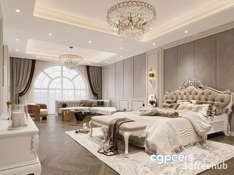 A Luxurious Bedroom 3D Model – 23004 – VRAY Render