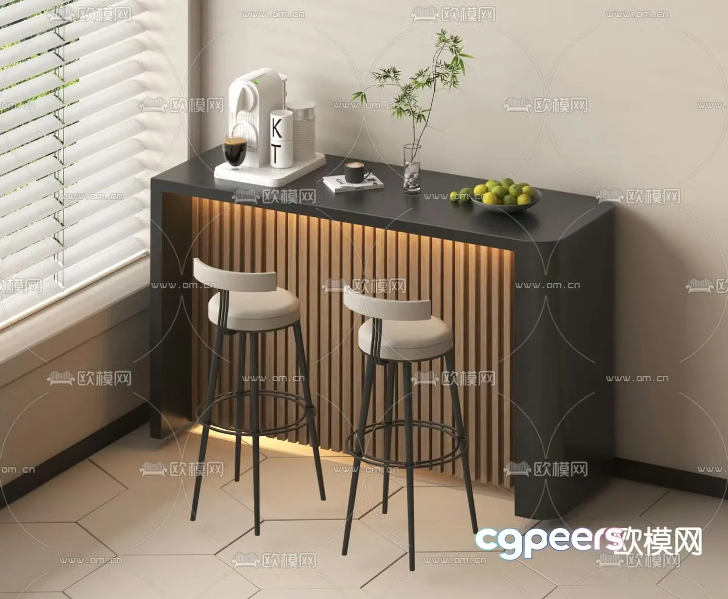 Bar counter bar chair 3d model