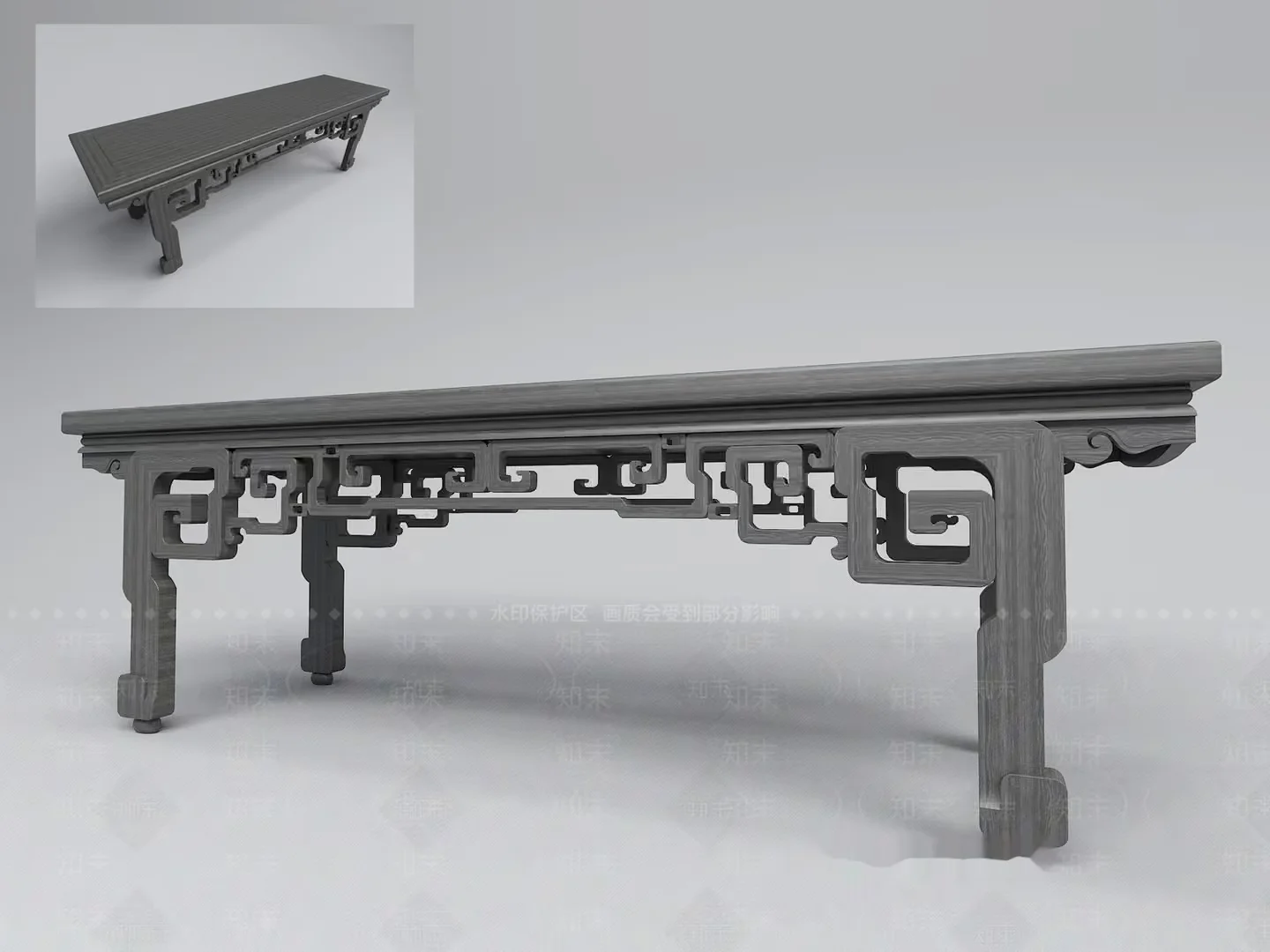 Traditional Asian Bench 3D Model – 571 – VRAY Render