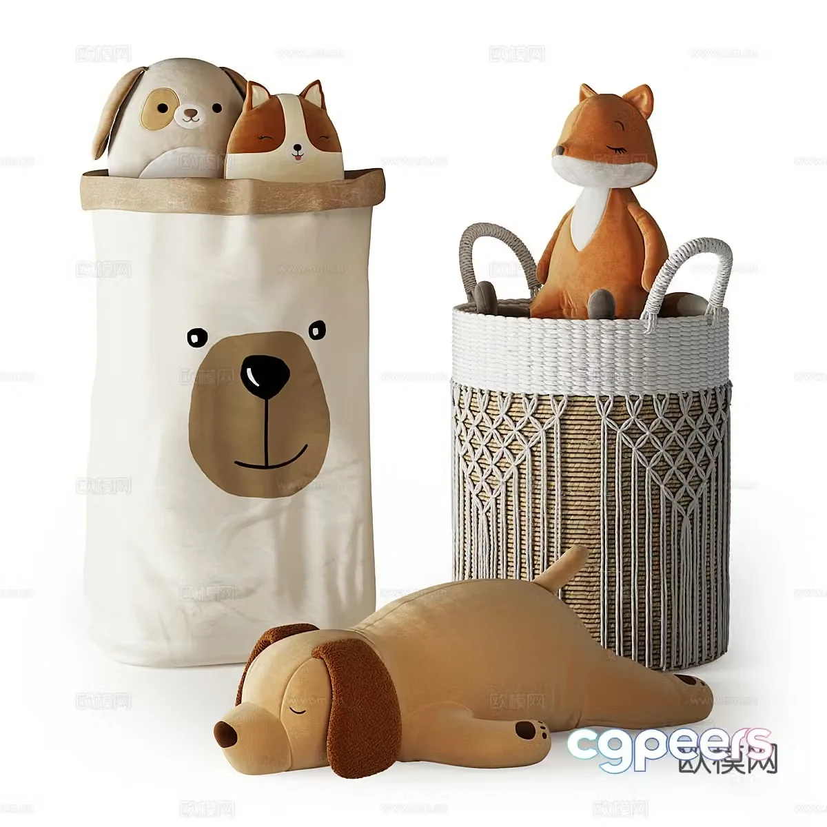 Modern cream style plush toy 3d model