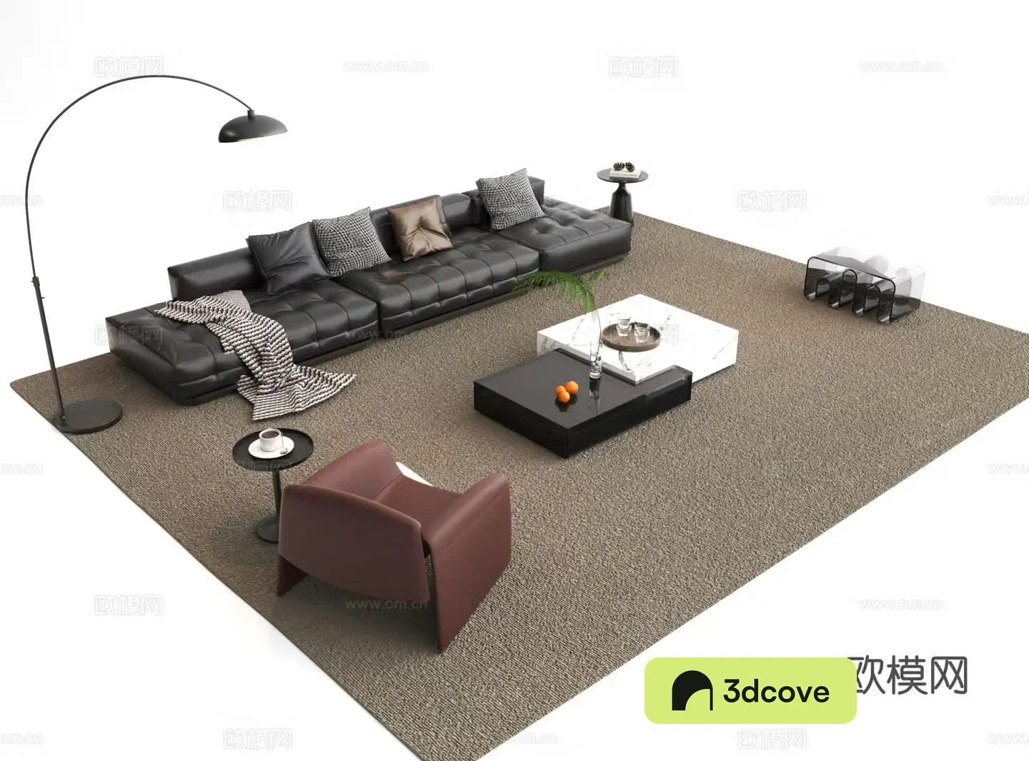 Modern Italian sofa combination sofa coffee table combination multi-person sofa