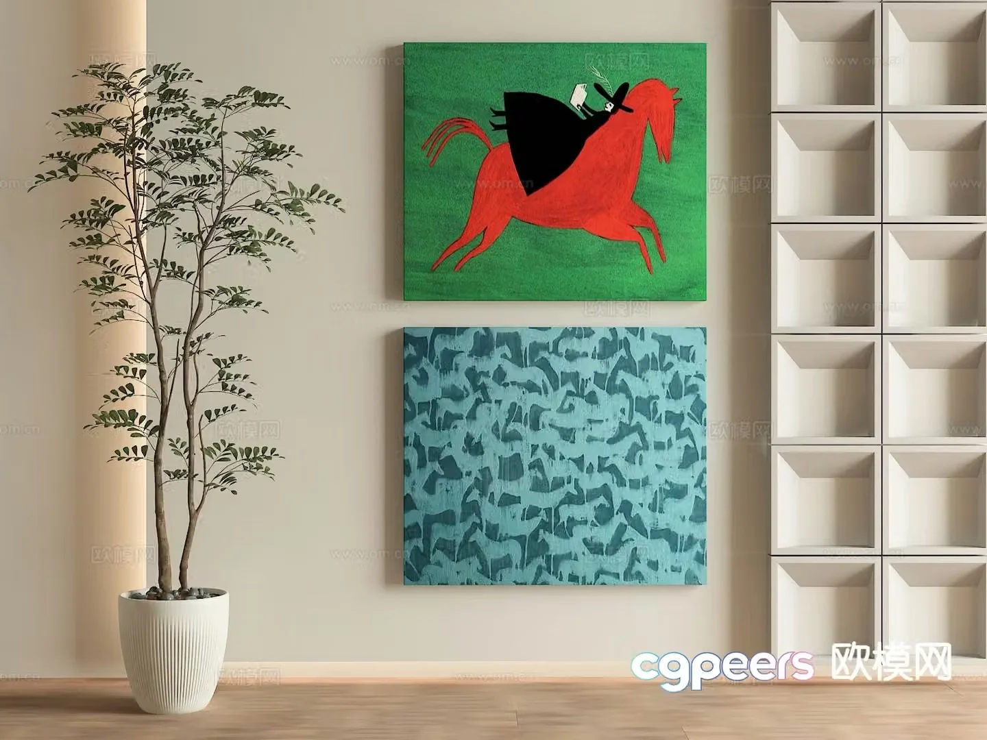 Modern decorative painting oil painting abstract painting 3d model
