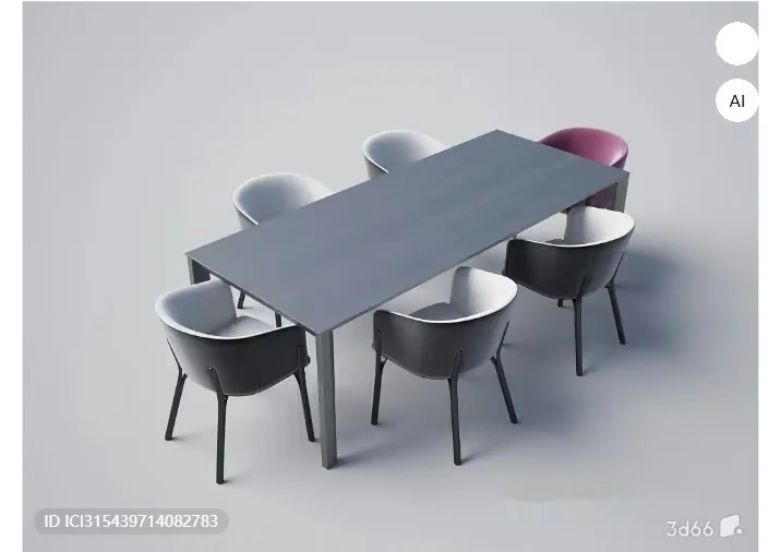 A Gray Dining Table And Chairs 3D Model – 4553 – VRAY Render