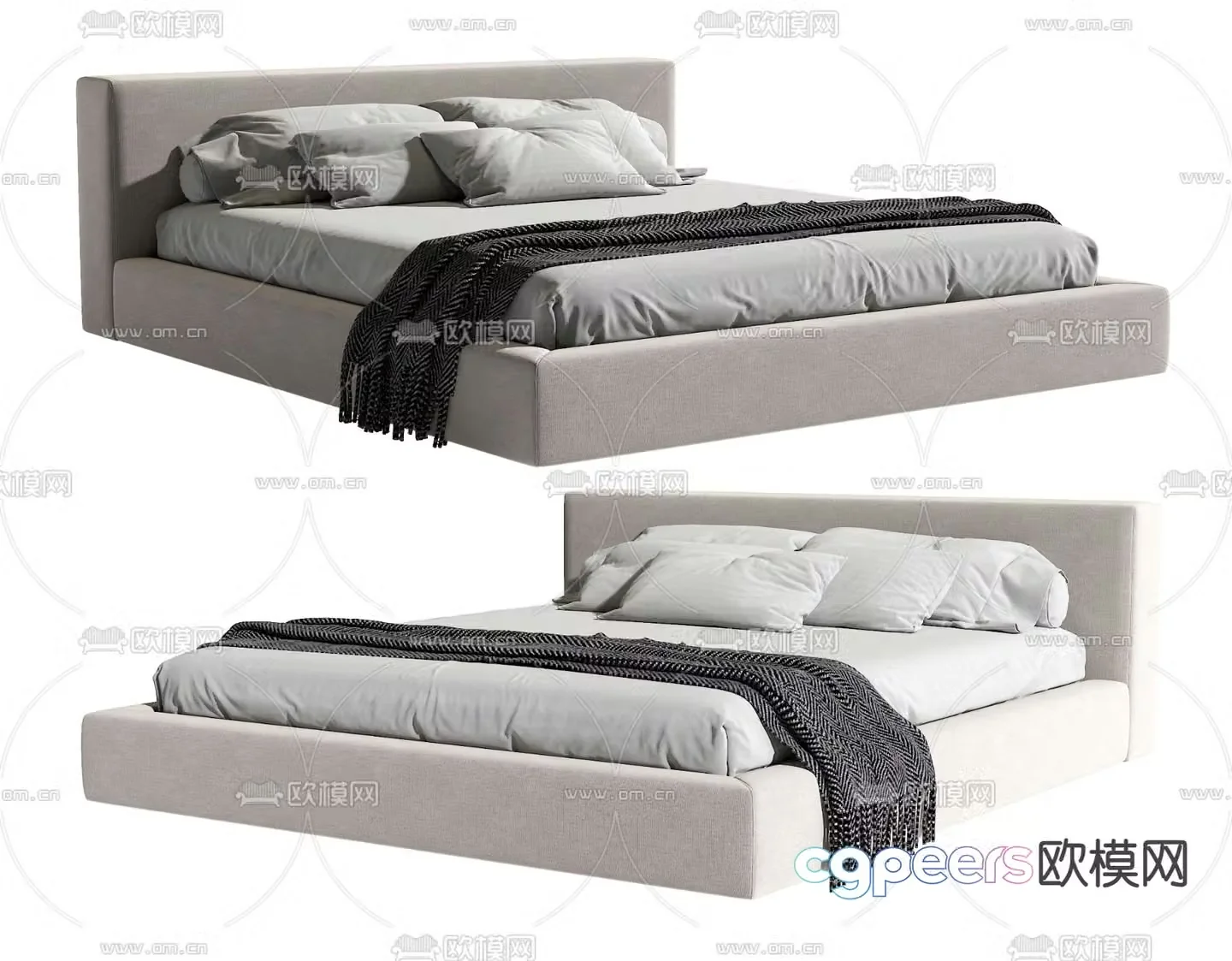 Modern double bed 3d model