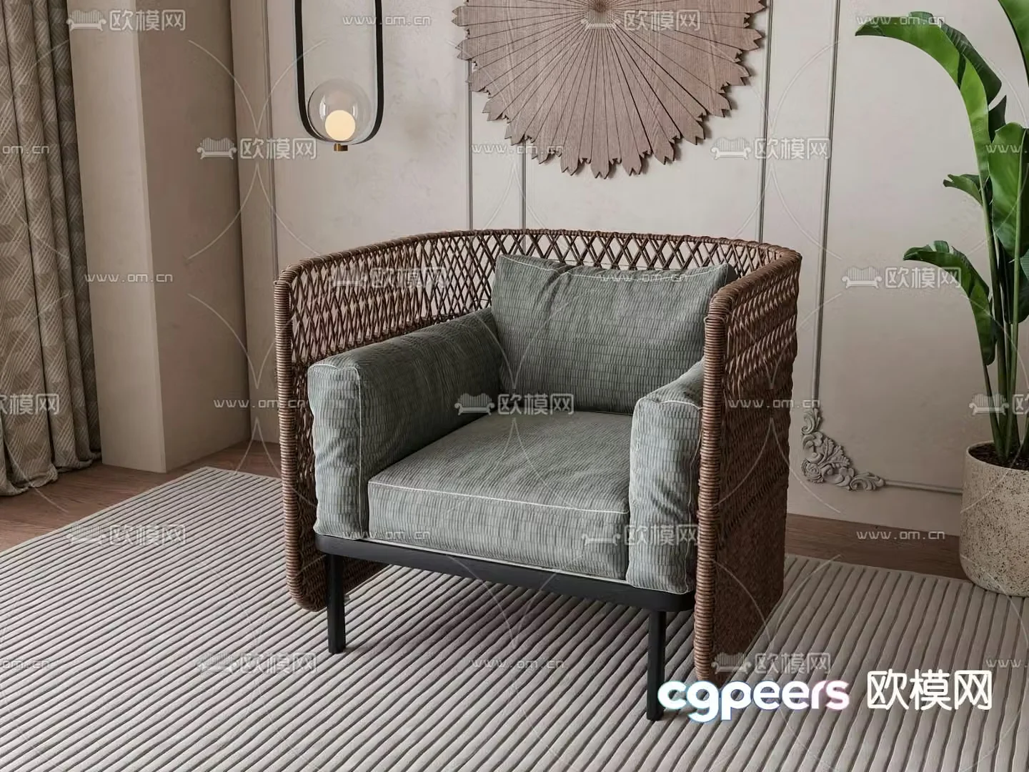 Outdoor sofa rattan sofa 3d model
