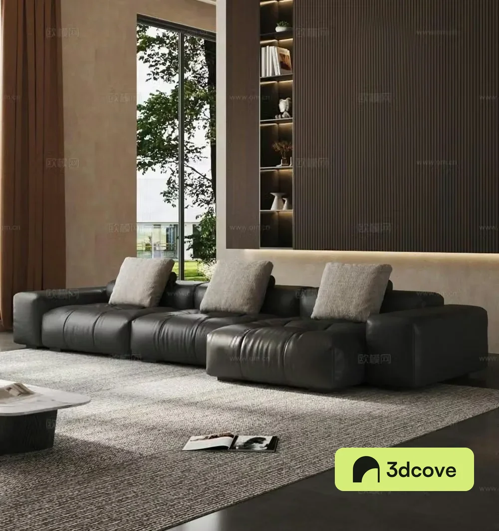 Minimalist and luxurious home living room Black and white