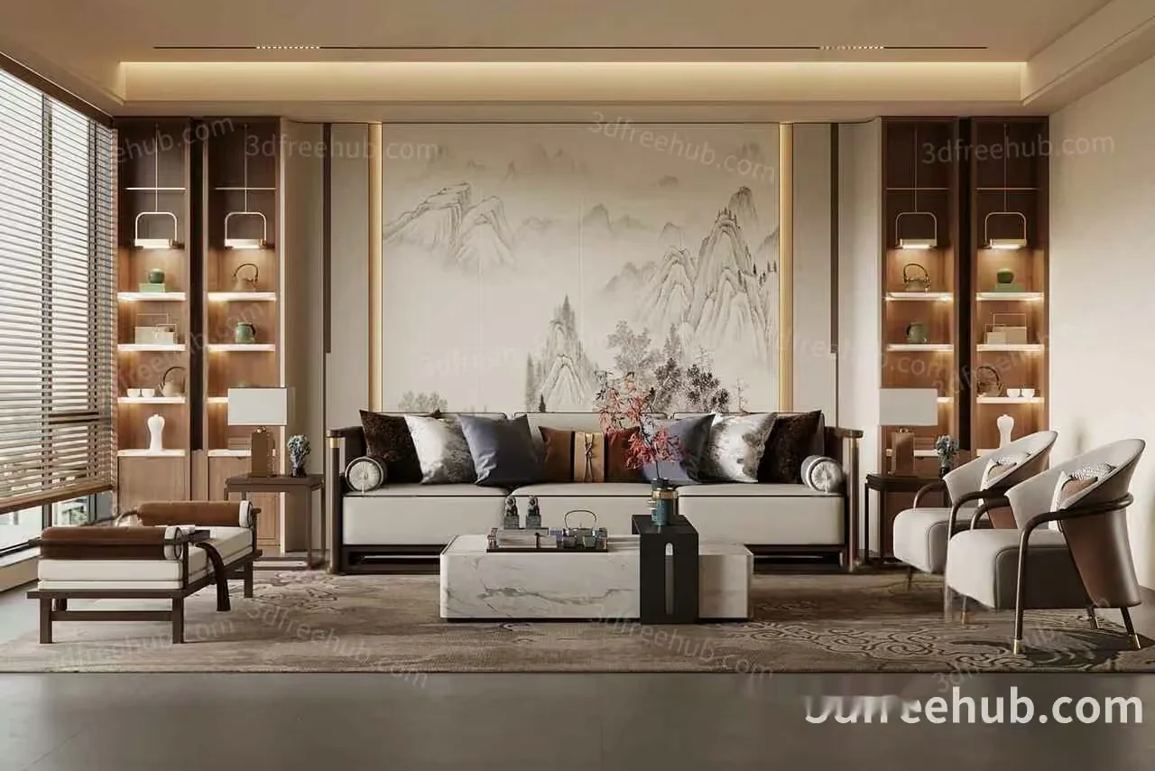 Modern Living Room 3D Model – 19269 – VRAY Render