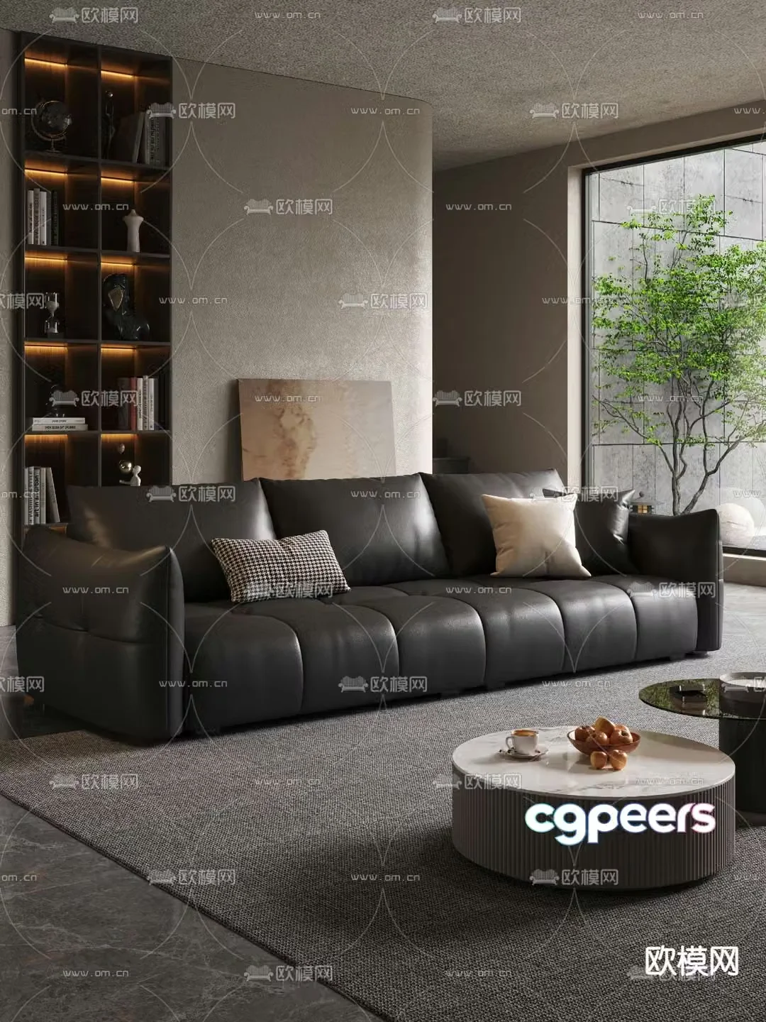 leather sofa three seater sofa 3d model