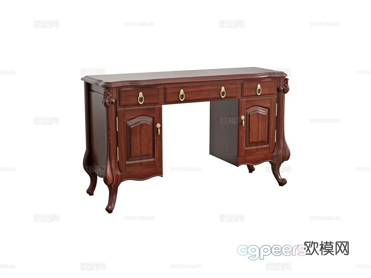 European style desk writing desk 3d model