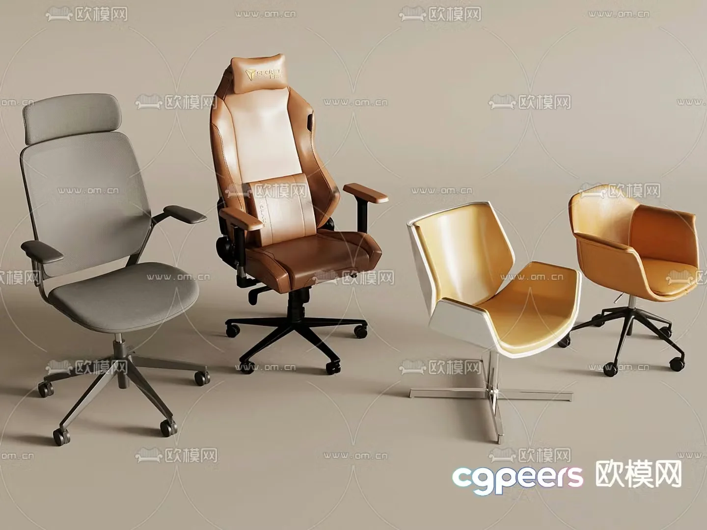 Modern office chair leisure chair leather boss chair 3d model