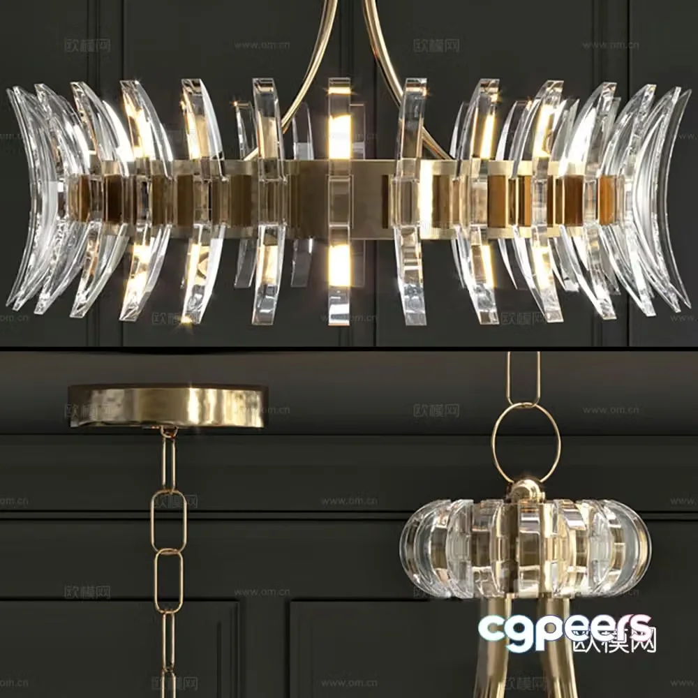 Light luxury chandelier glass chandelier 3D model