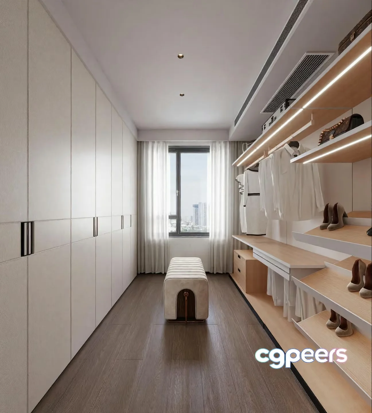 Modern Walk-In Closet 3D Model – 11371 – CORONA Render