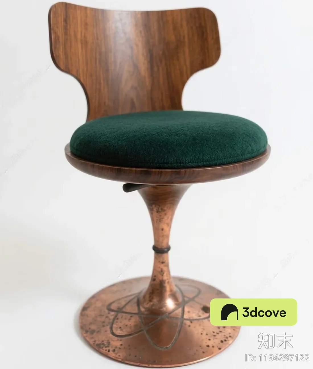 A Wooden Chair With A Green Cushion