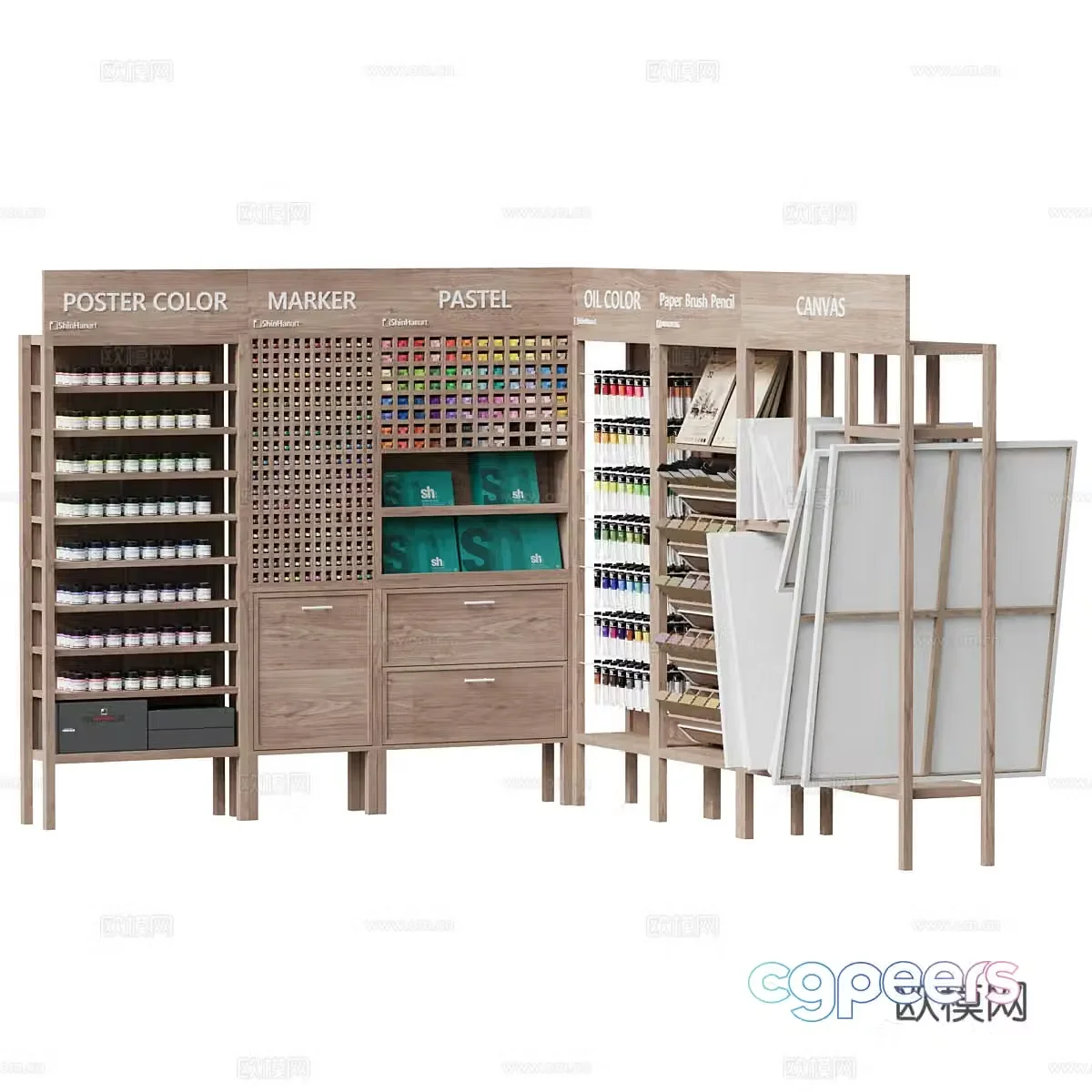 Paint pigment color display cabinet 3d model