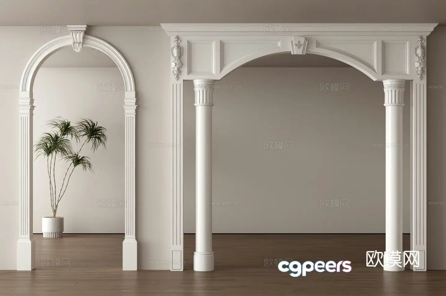 European style door cover dumb door opening 3d model